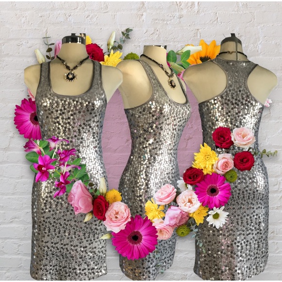ATTITUDE  Elegant Luxury Grey and Silver Sequins Dress size 0 - Picture 2 of 16